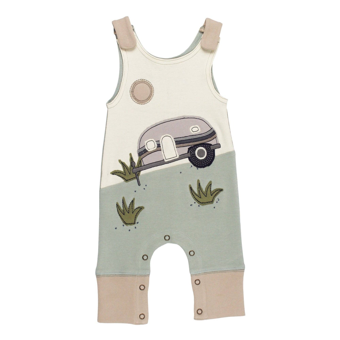 Organic Appliqué Harem Romper in Camper