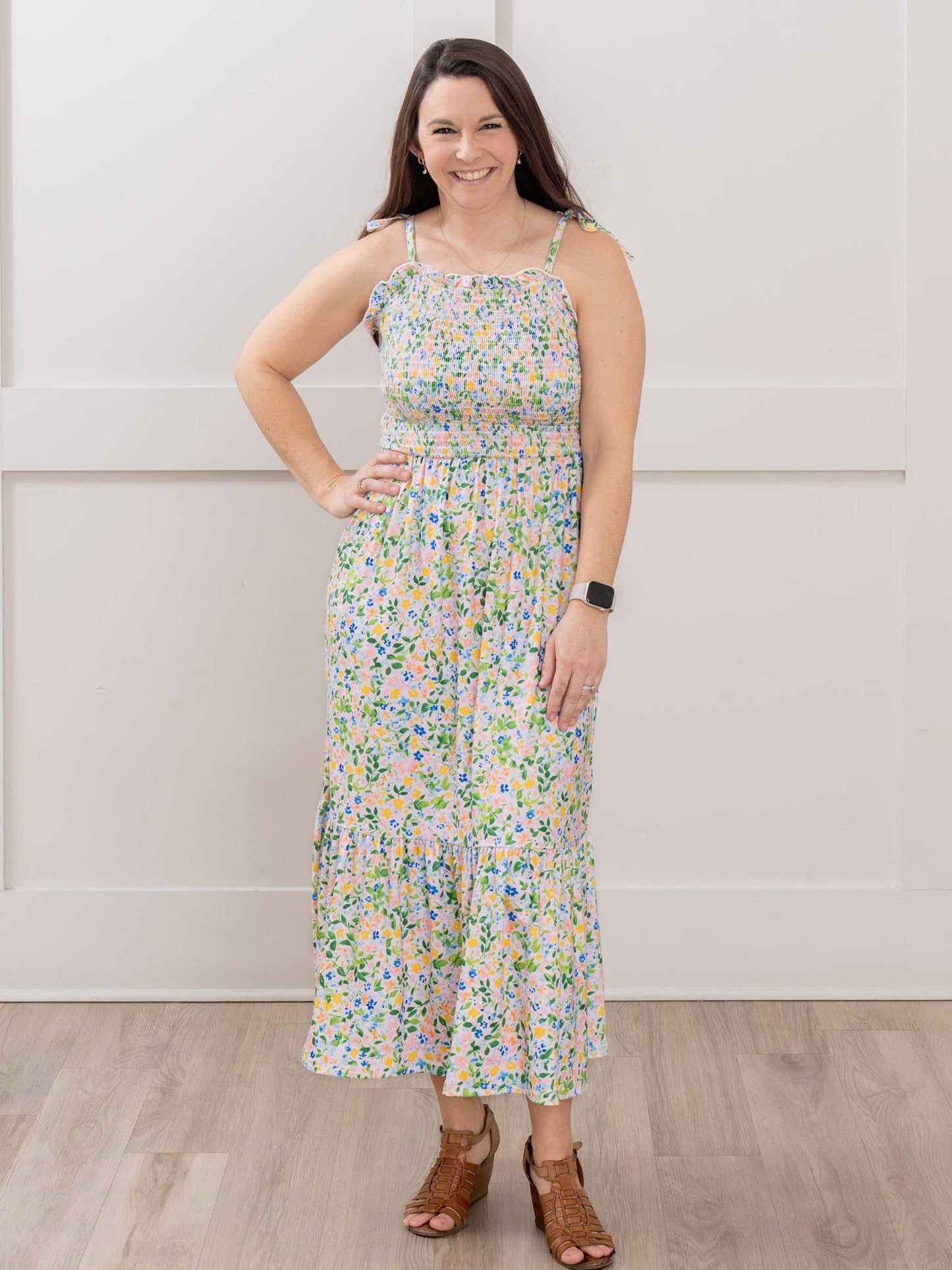 Mom & Me Flowerfield Twirl Smocked Ruffle Dress