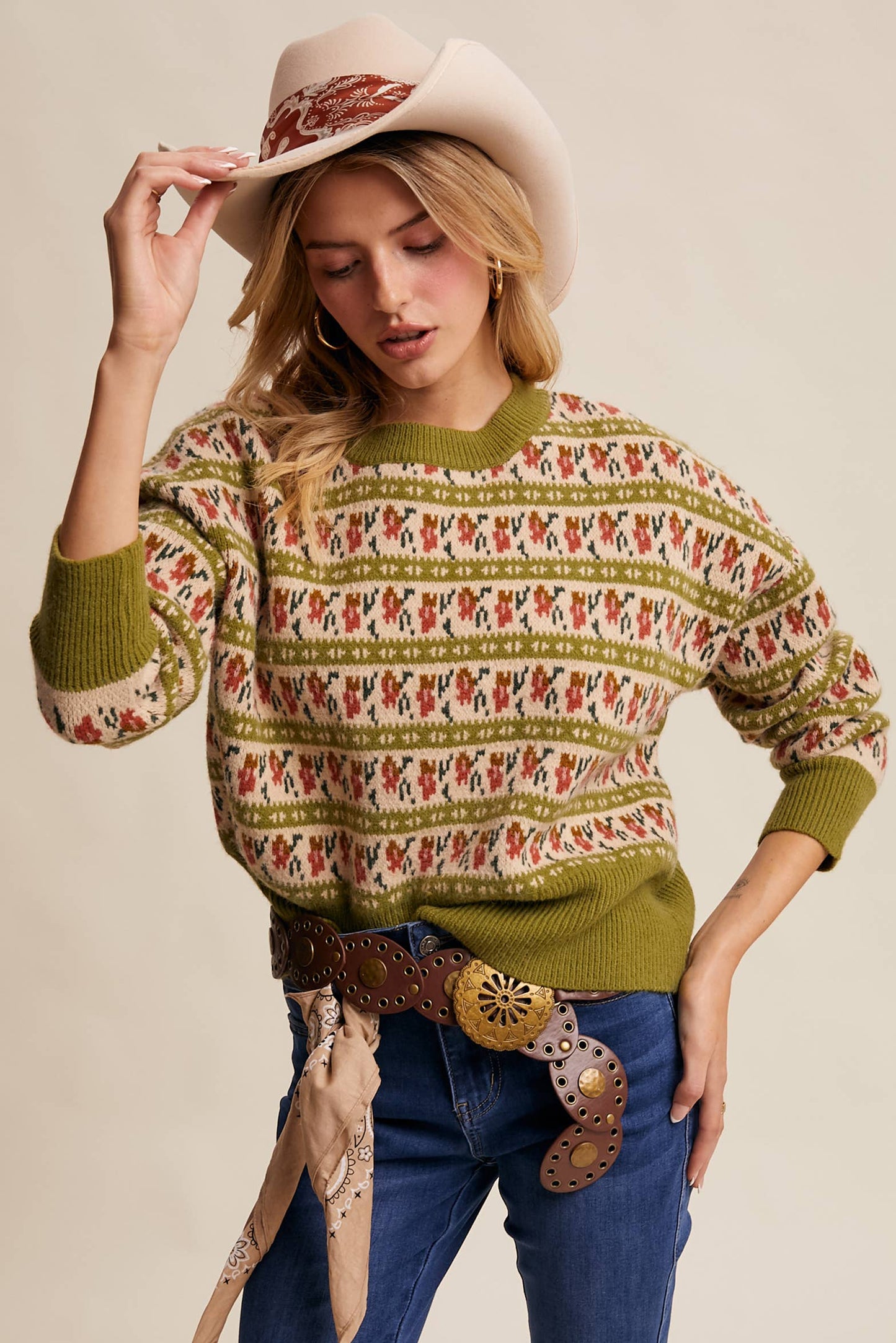 Western Jacquard Knit Sweater LSW1011