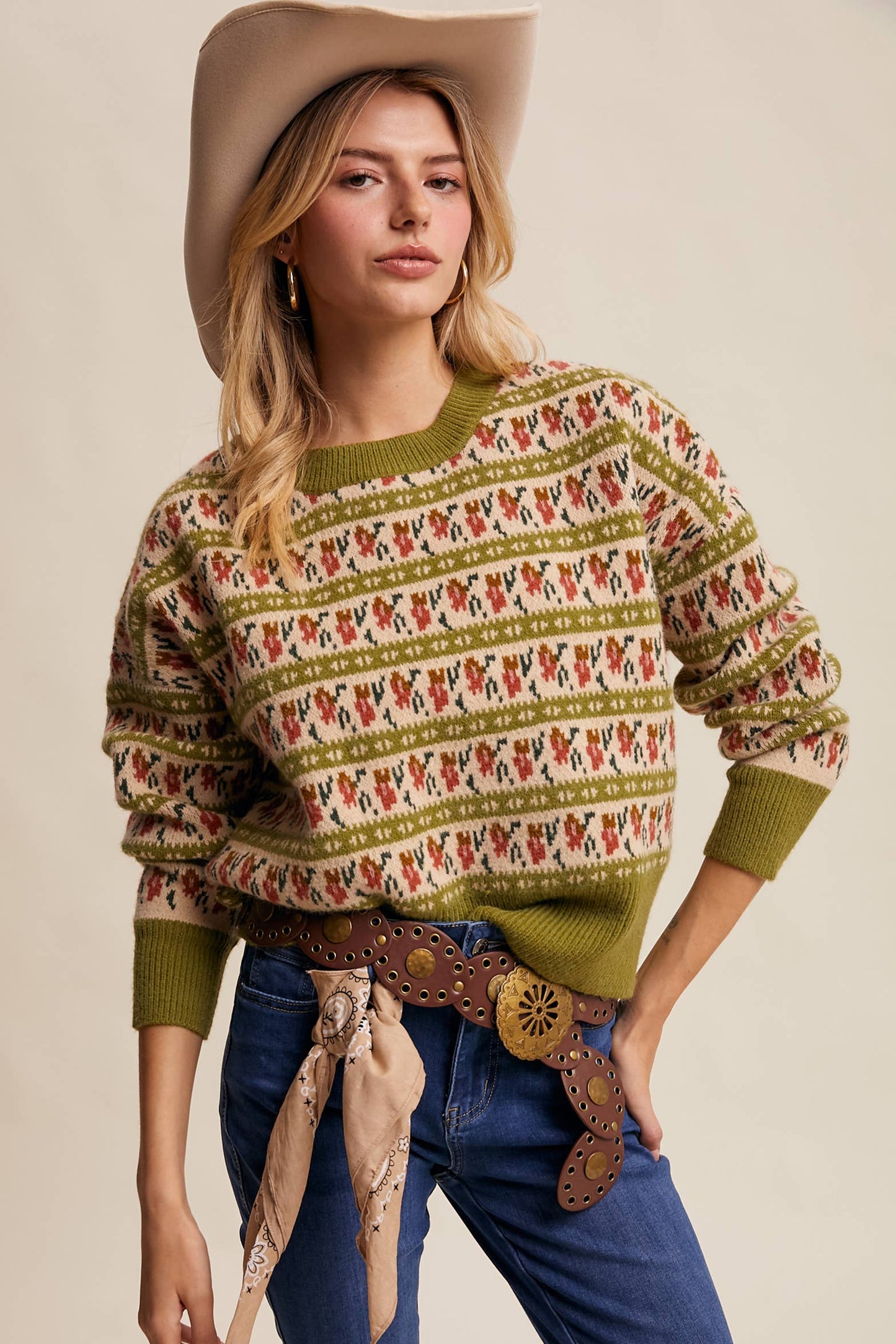 Western Jacquard Knit Sweater LSW1011