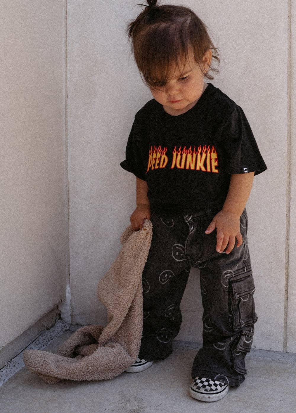 Smiley Face Baggy Jeans Black