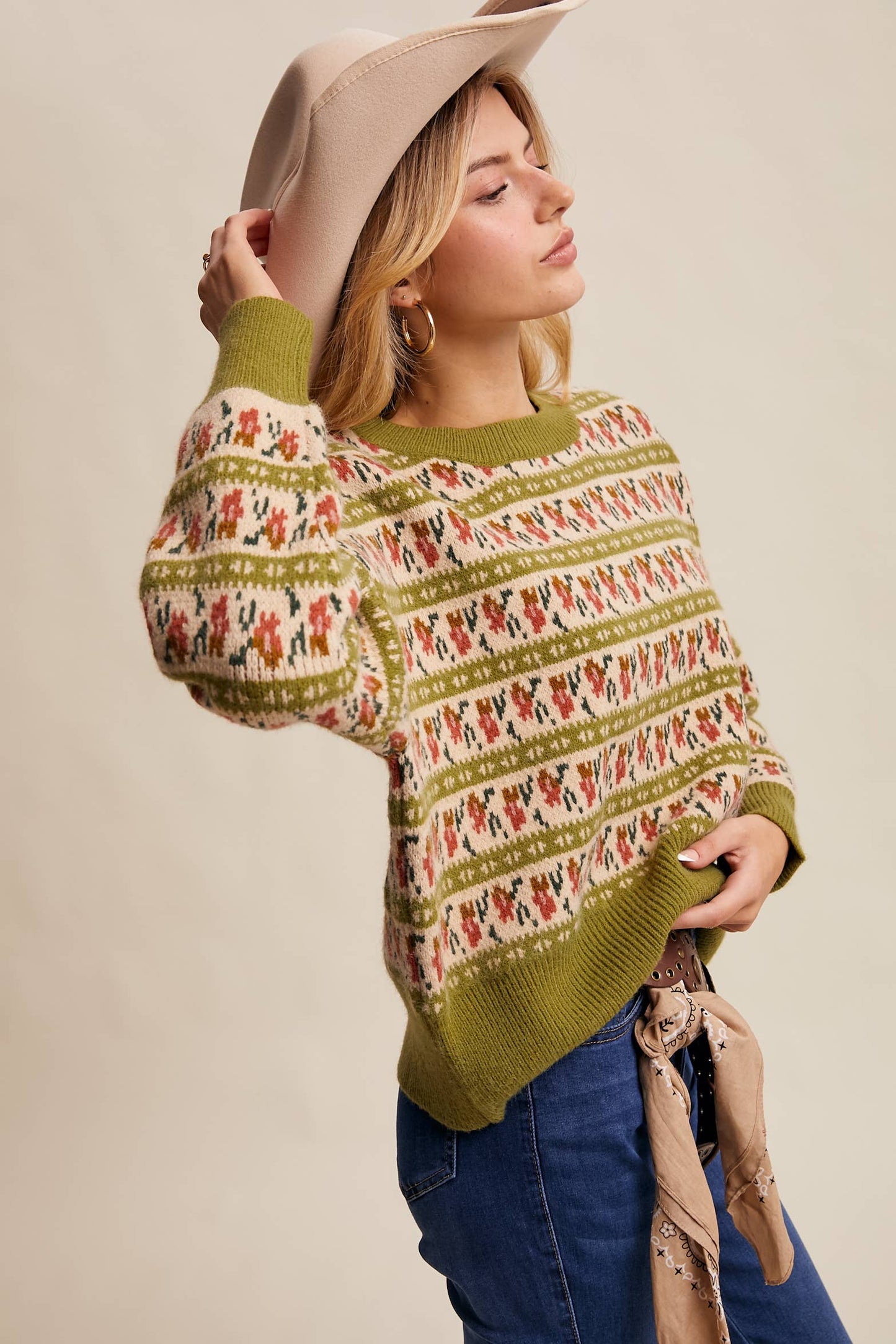 Western Jacquard Knit Sweater LSW1011
