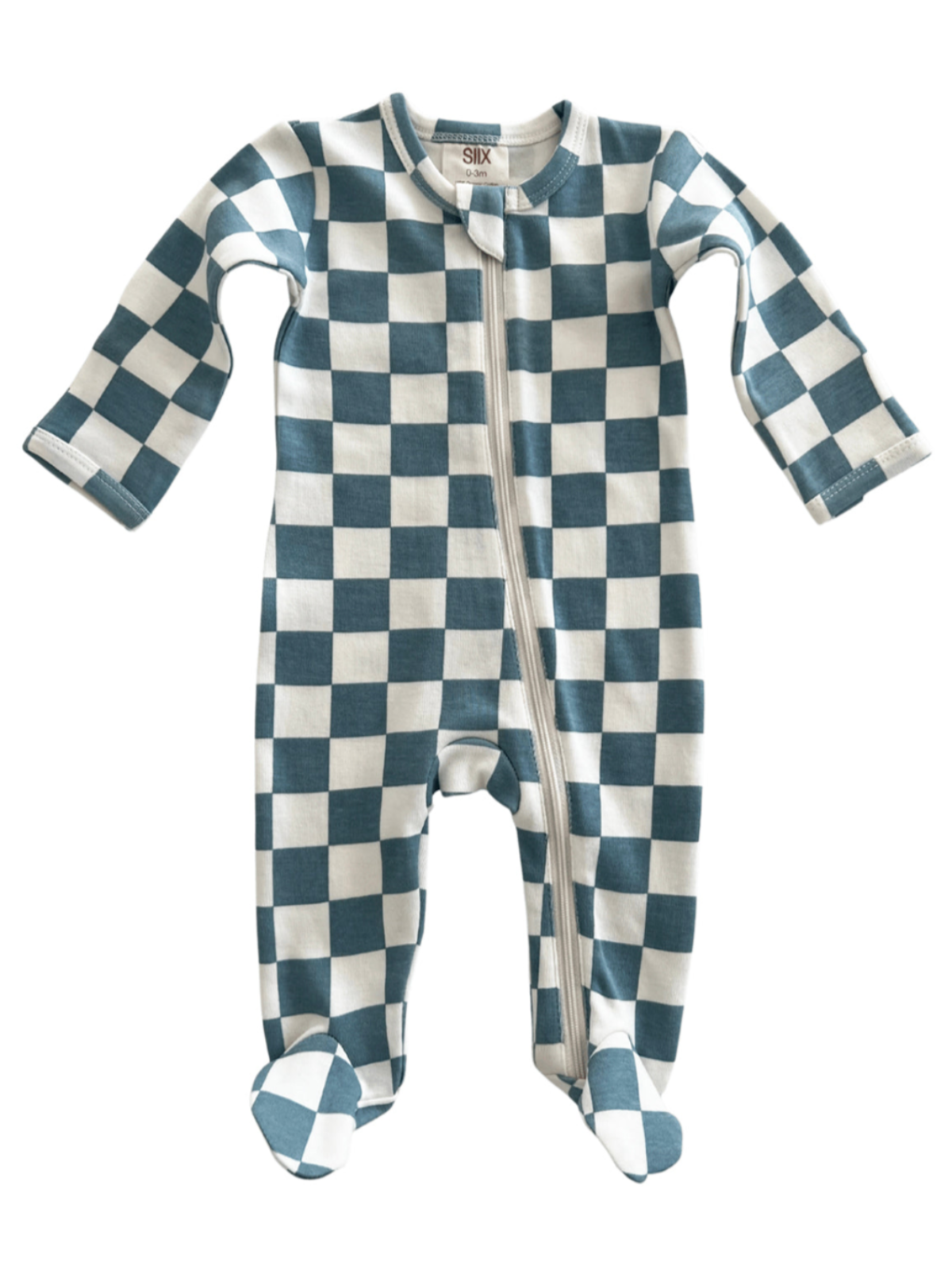 Blueberry Muffin Checkerboard / Organic Zip Footie (Baby)