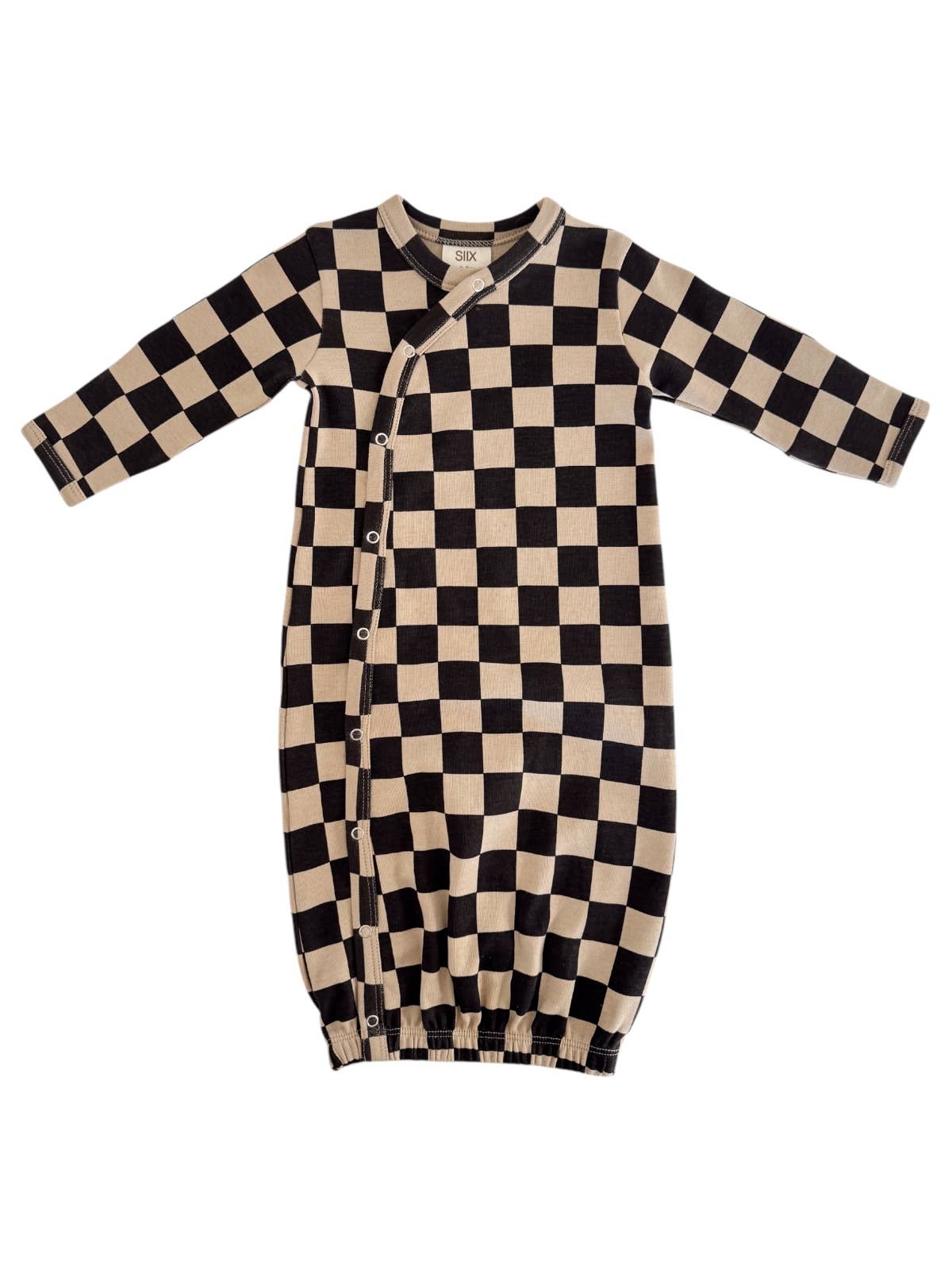 Tiramisu/Black Checkerboard / Organic Gown