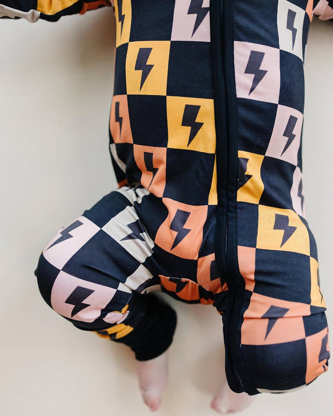 Bamboo Baby Clothing Zip Romper | Colorful Checks & Bolts