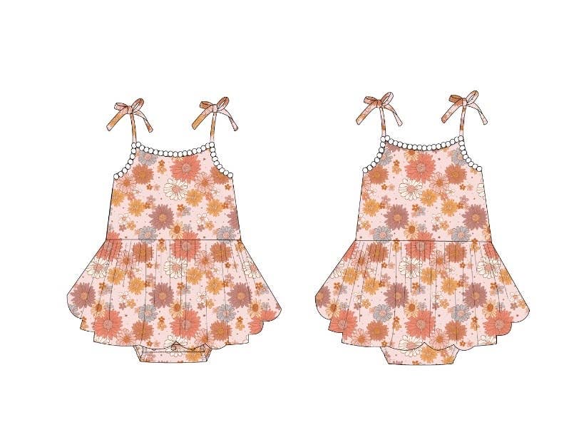 Spring Floral | Bamboo Twirl Pom Romper