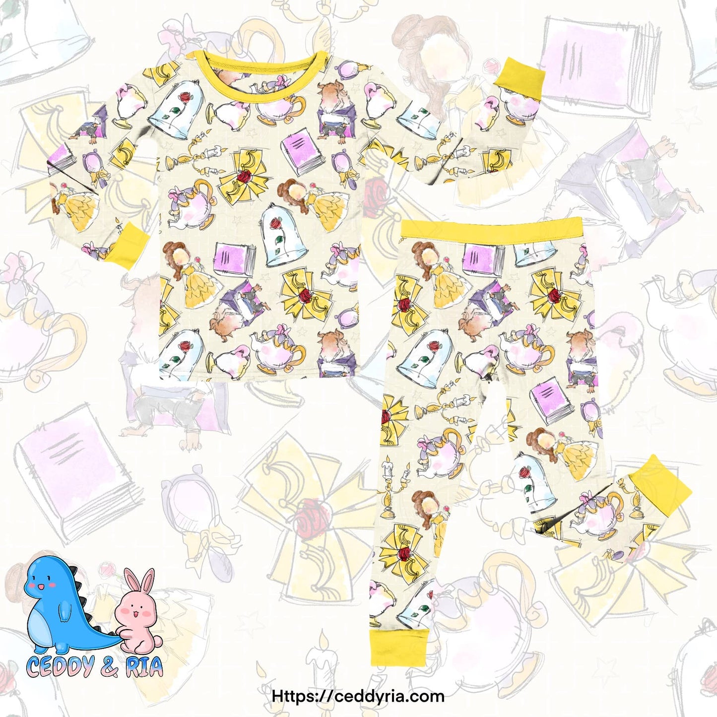 Sketch Belke/Beauty And The Beast bamboo 2 piece set pjs
