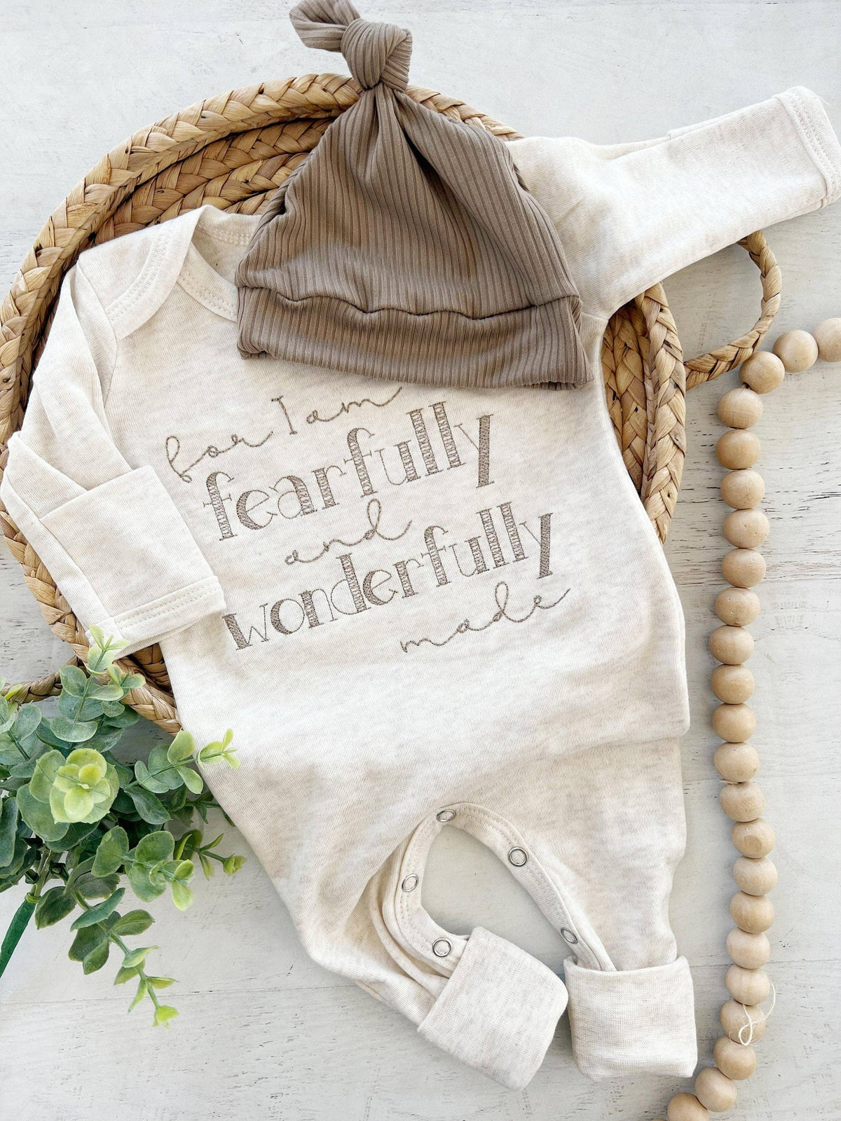 Baby Romper | Fearfully and Wonderfully Made - Taupe/Oatmeal