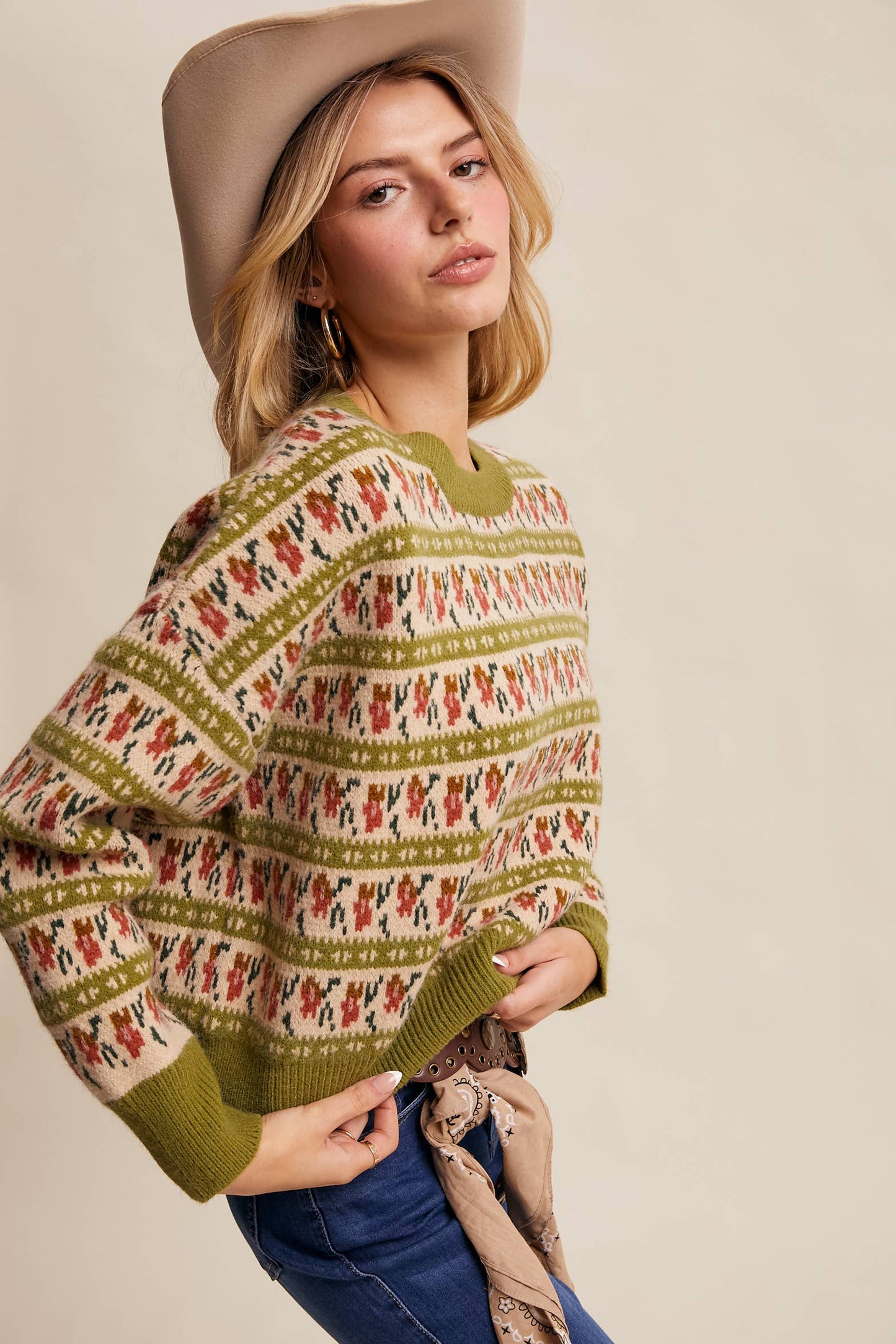 Western Jacquard Knit Sweater LSW1011