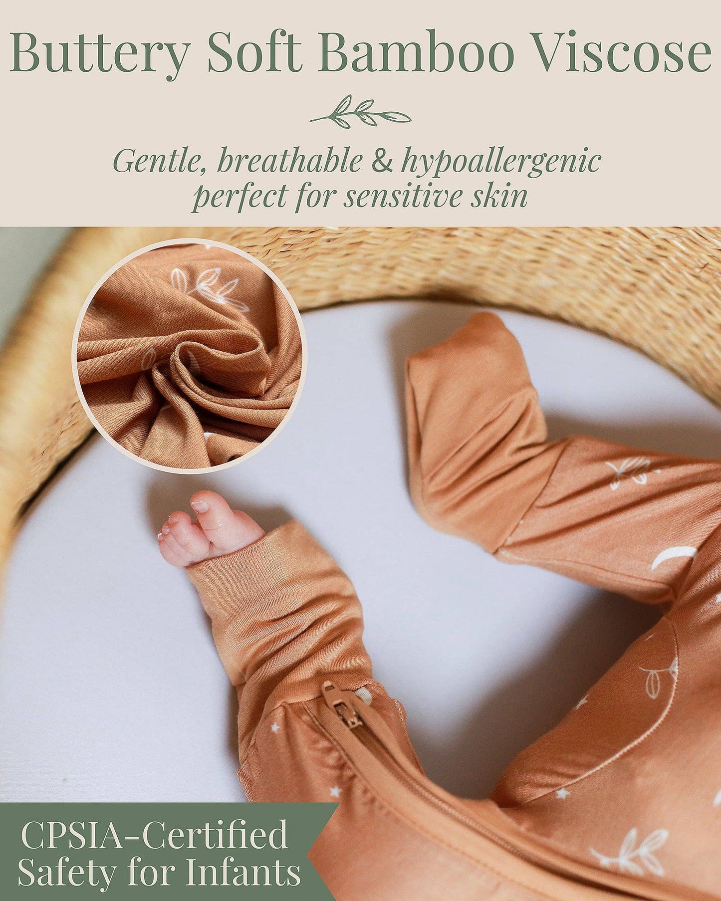 Miaoberry Boho Moon Leaves Baby Bamboo Convertible Sleeper