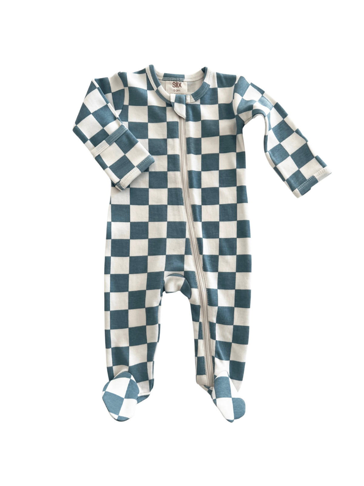 Blueberry Muffin Checkerboard / Organic Zip Footie (Baby)