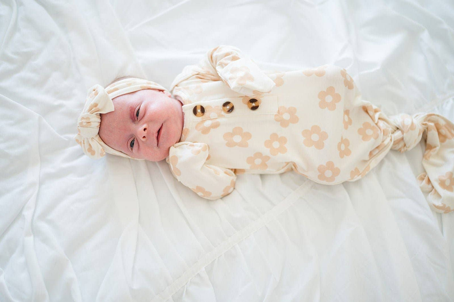 Knotted Baby Gown - Blush Daisy