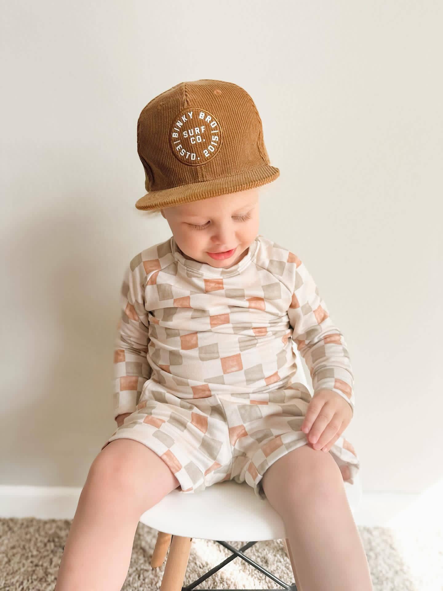 Bamboo Terry Toddler Sweatshirt/Short Set - Brushed Check
