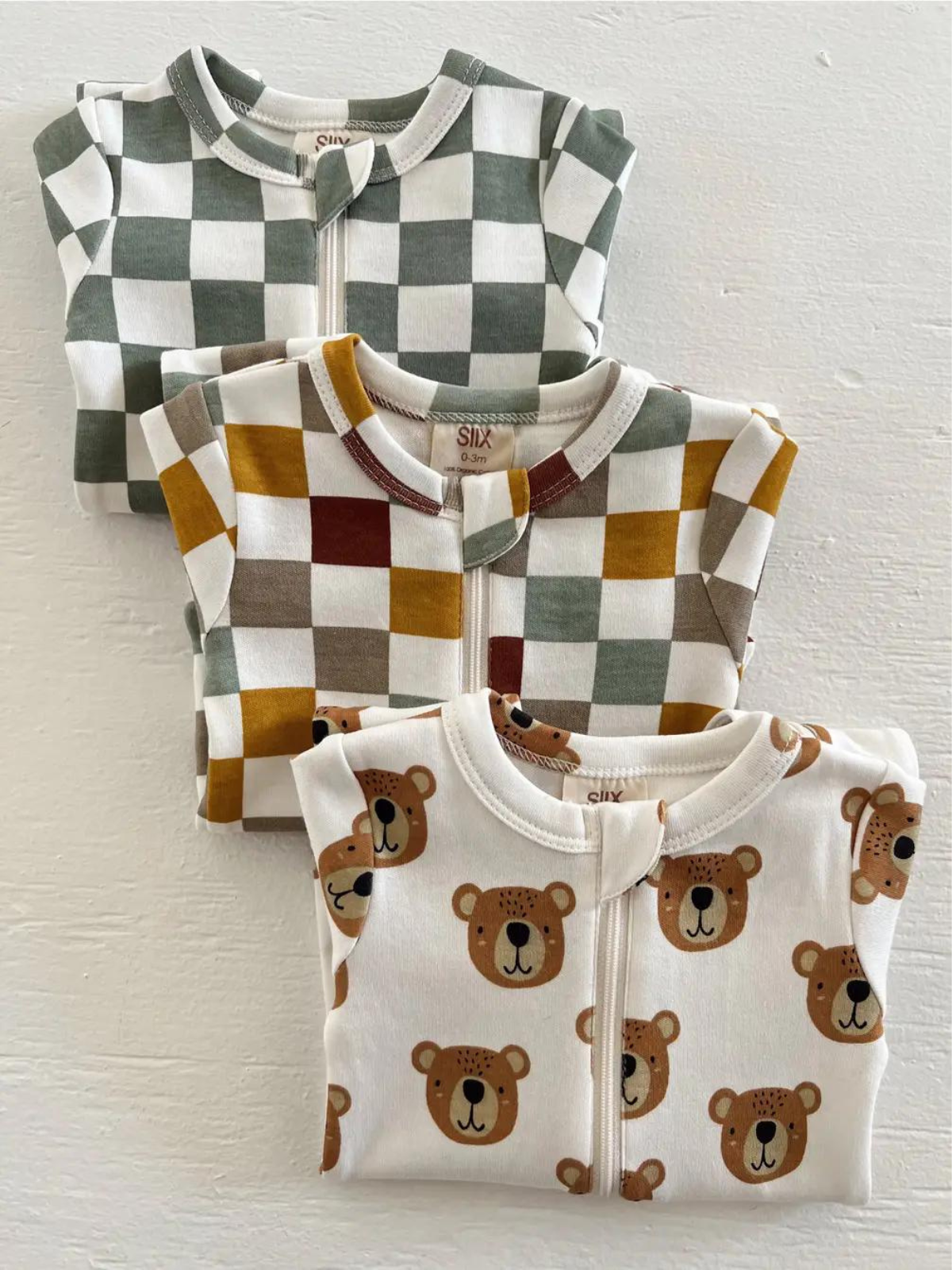 Matcha Milkshake Checkerboard / Organic Zip Footie (Baby)