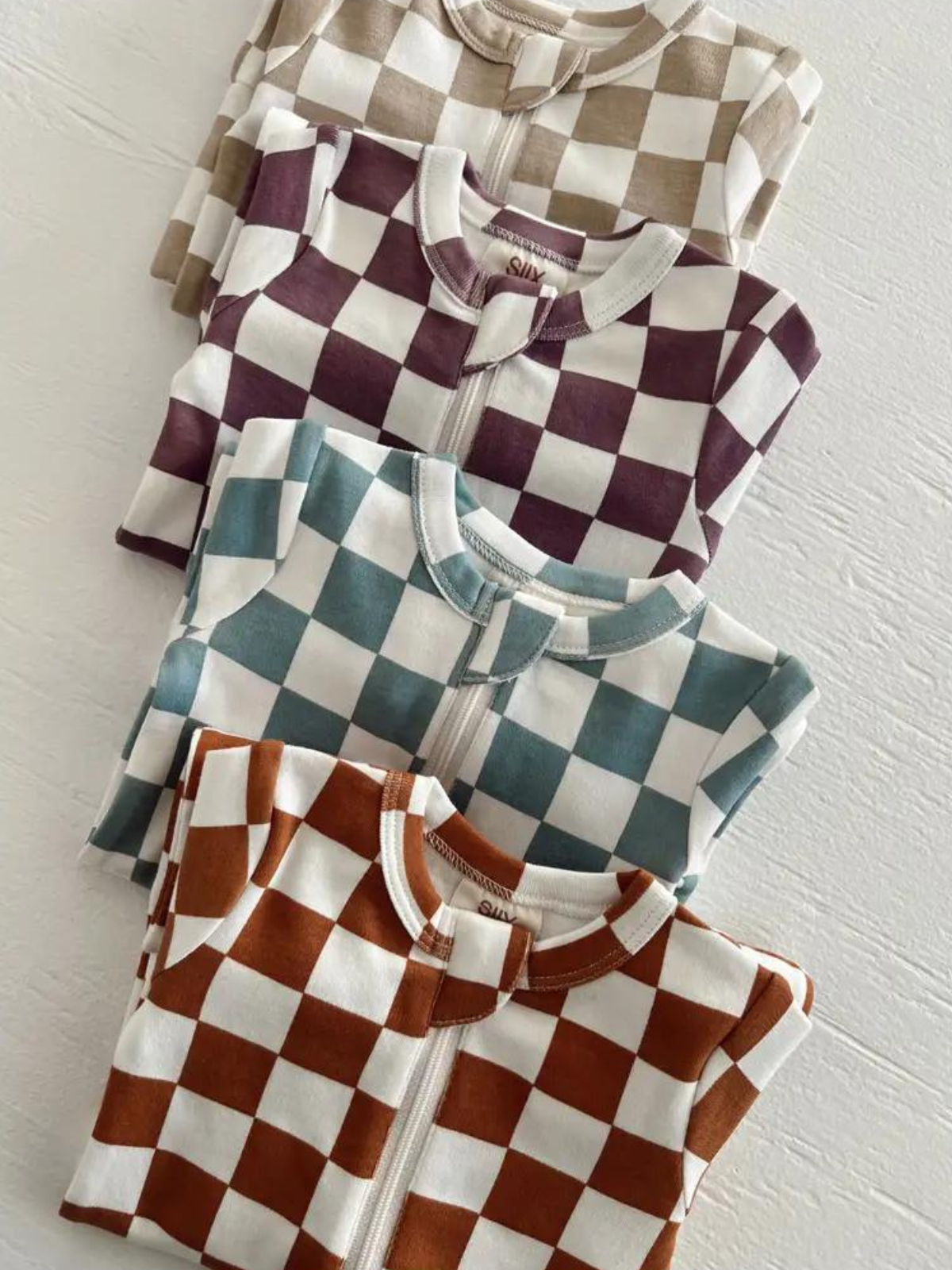 Blueberry Muffin Checkerboard / Organic 2-Way Zip Romper