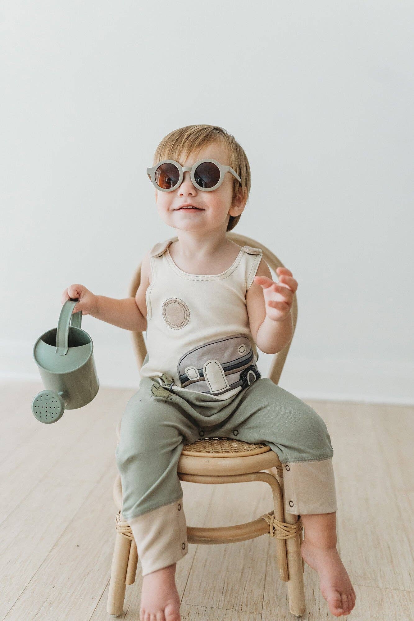 Organic Appliqué Harem Romper in Camper