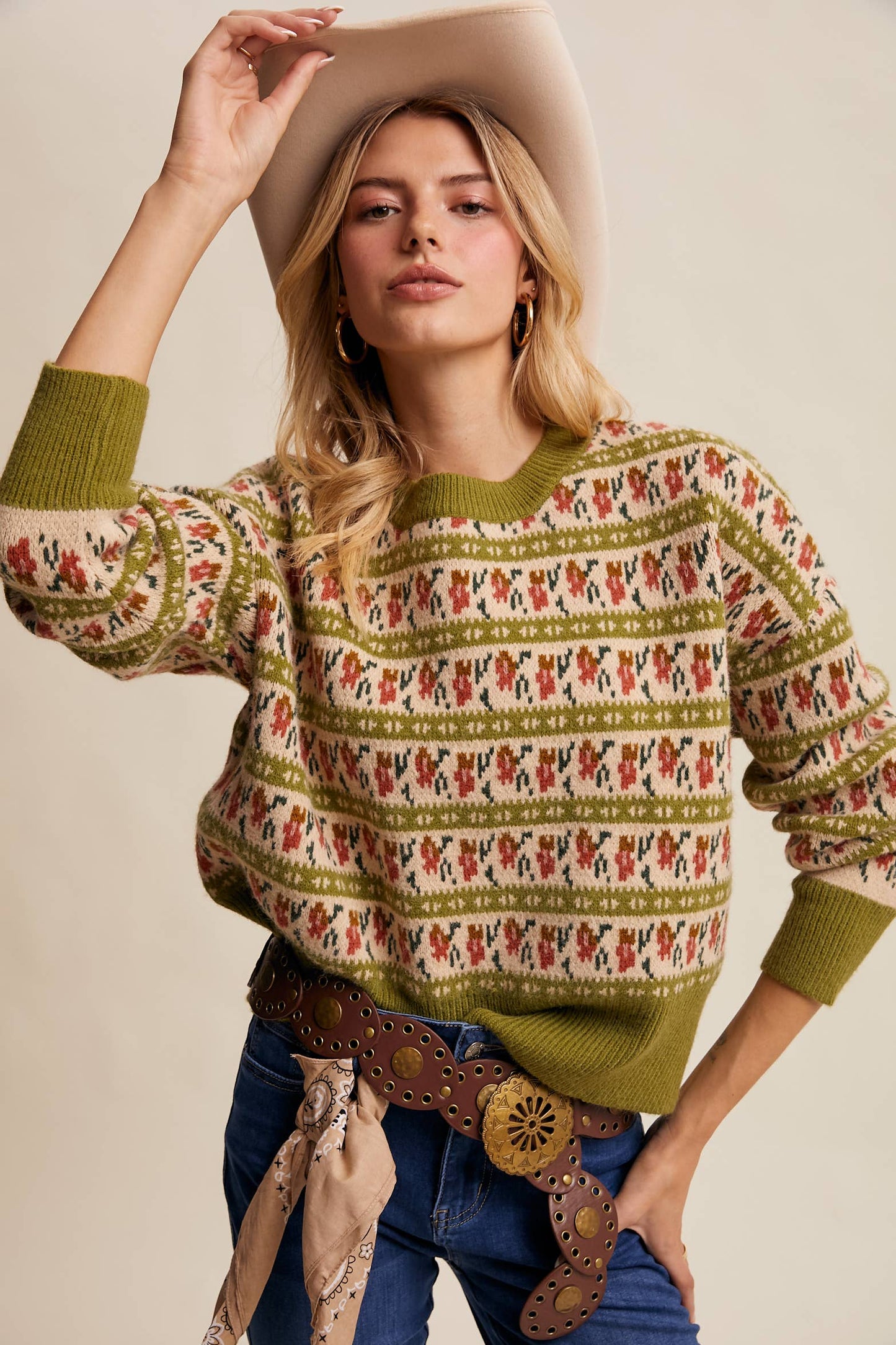 Western Jacquard Knit Sweater LSW1011