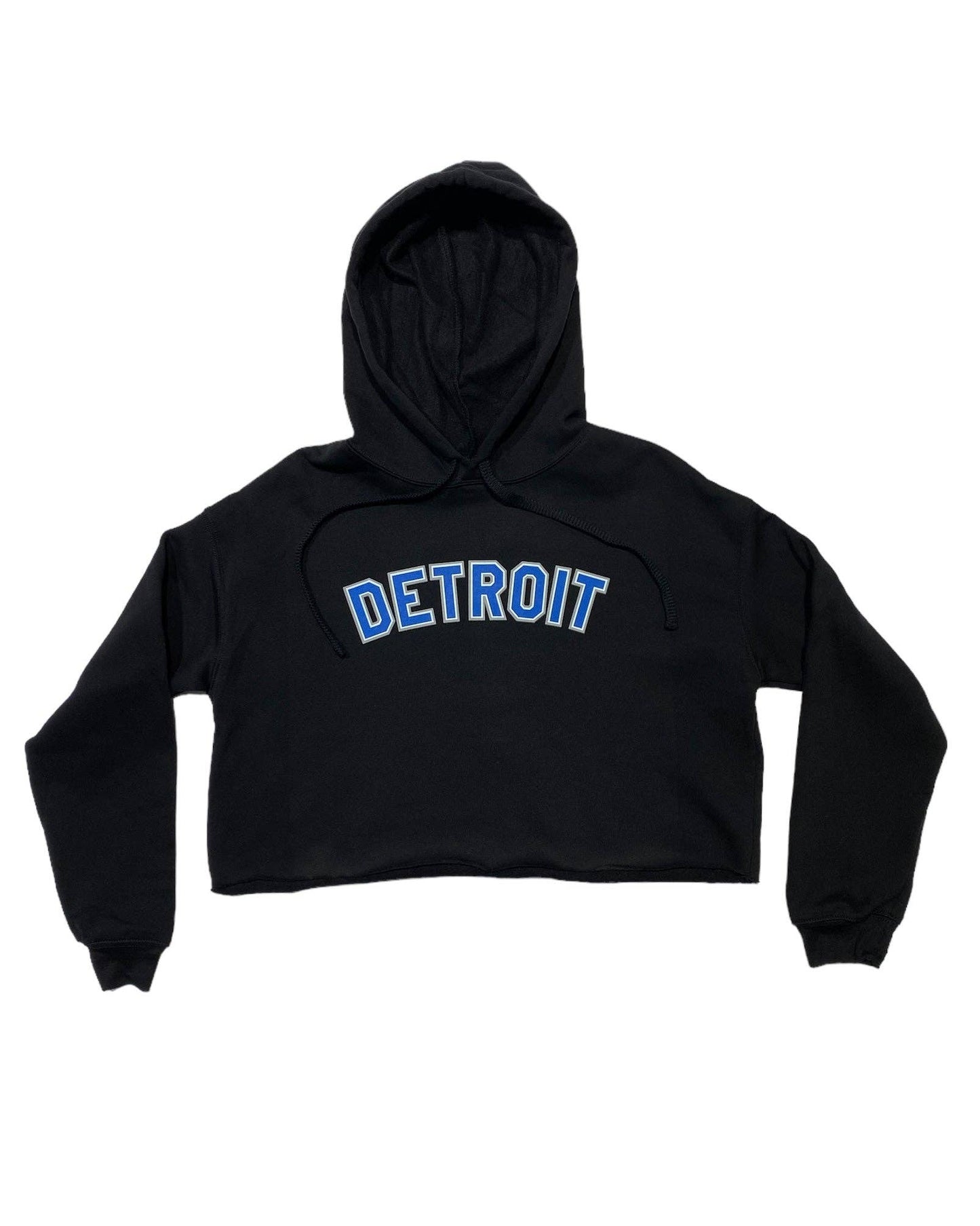 Ink Detroit Fleece Crop Hoodie - Honolulu blue and Silver print on black /mommy& me