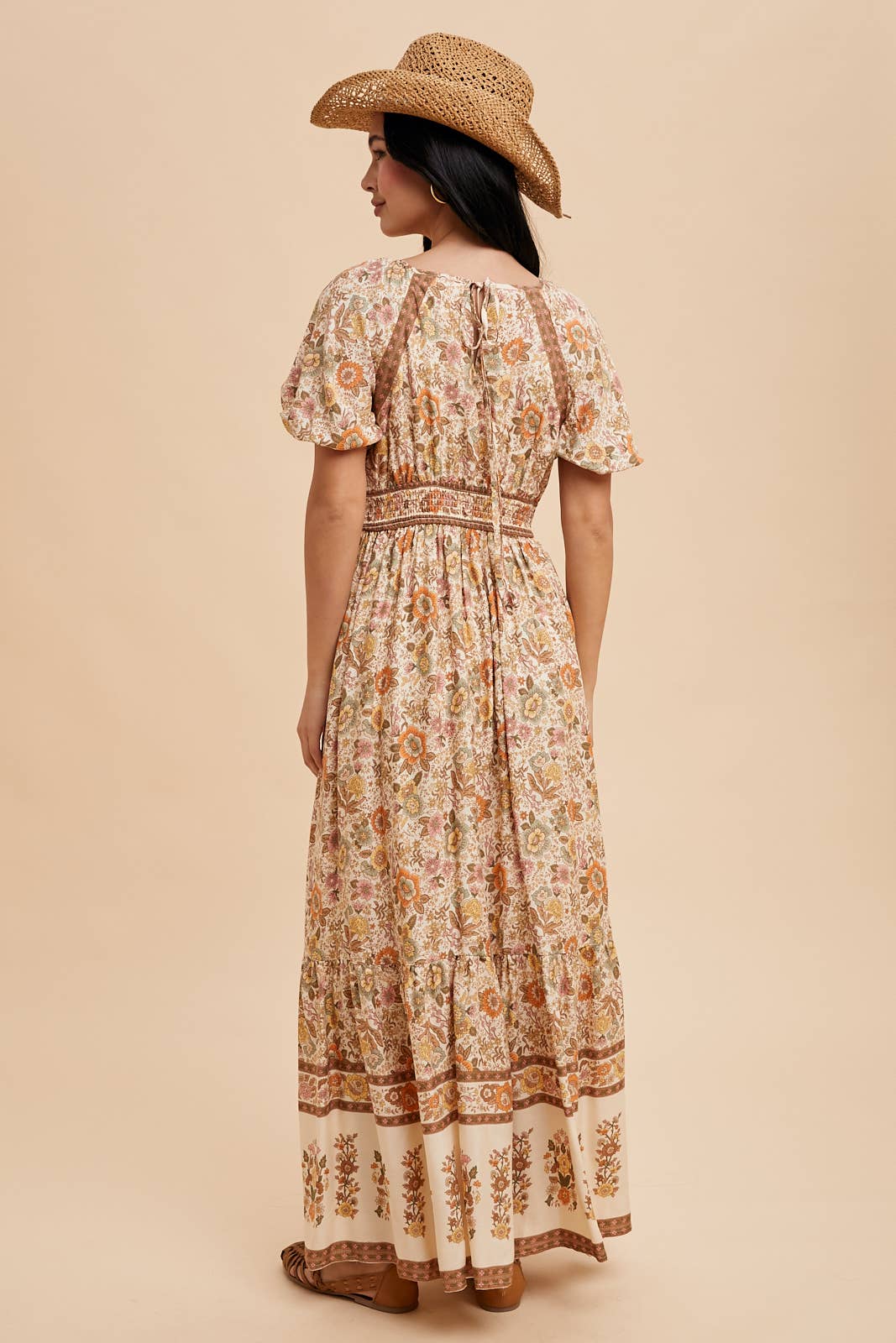 BORDER PRINT MAXI DRESS