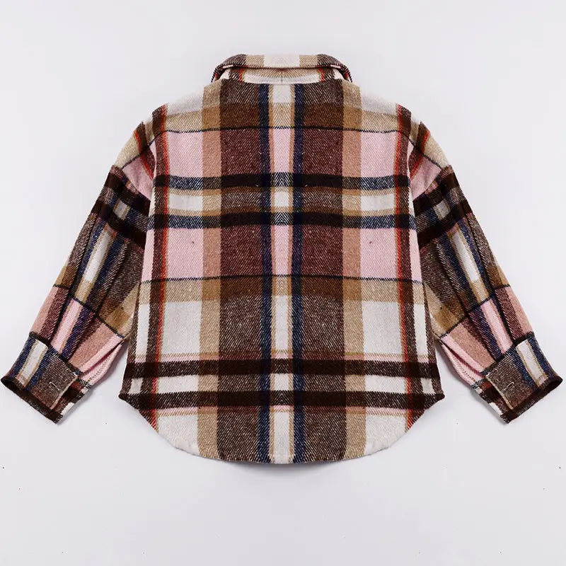 Brown Plaid Button Down Shacket