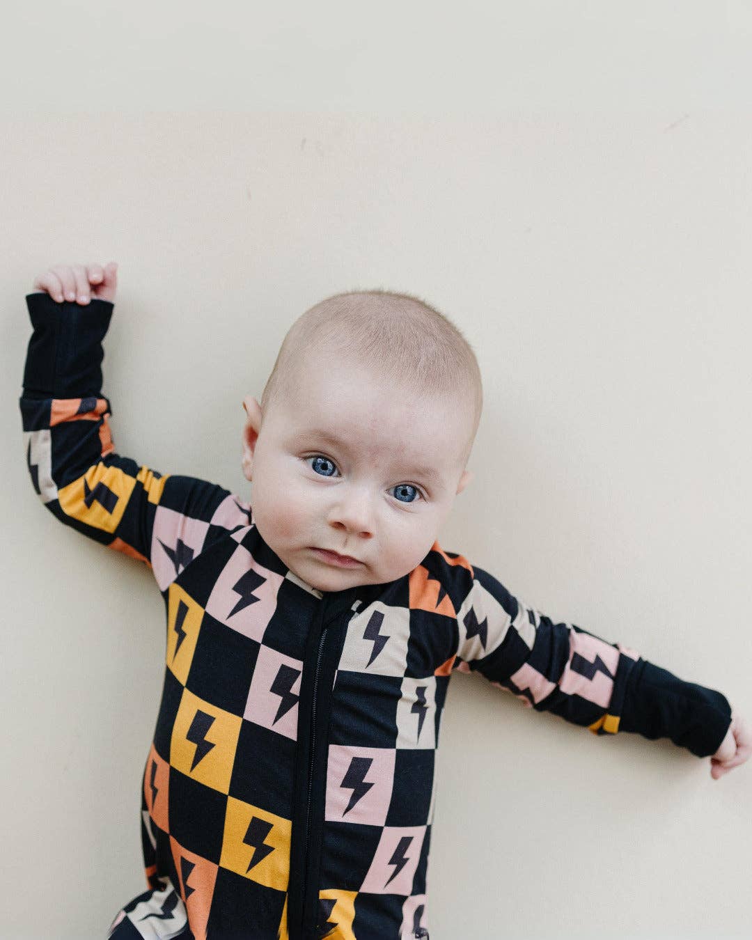 Bamboo Baby Clothing Zip Romper | Colorful Checks & Bolts