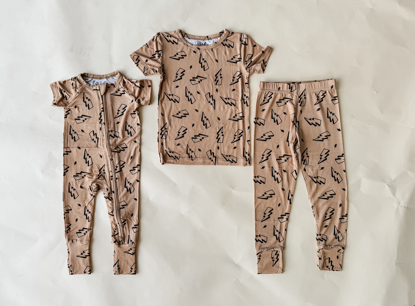 Burkie Baby Lightning Bolt Bamboo Pajama Short Sleeve Zippies