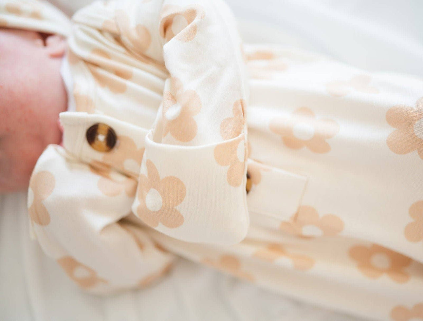 Knotted Baby Gown - Blush Daisy