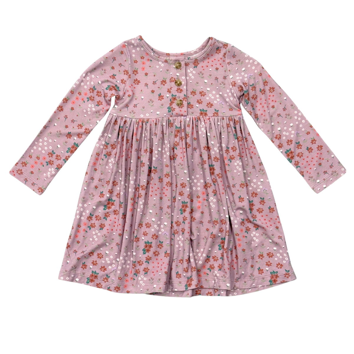 Girl's bamboo Long Sleeve Henley Dress