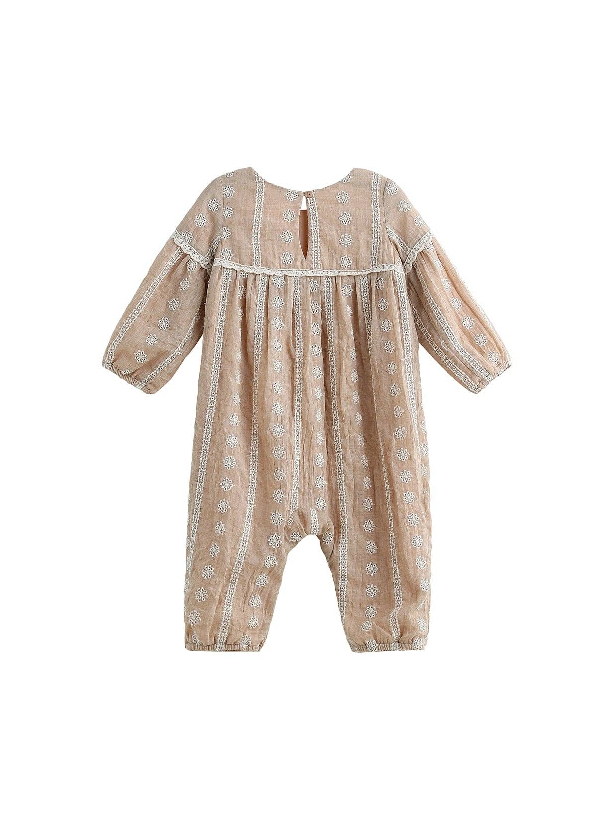 Patricia Floral Embroidered Bishop Sleeve Romper