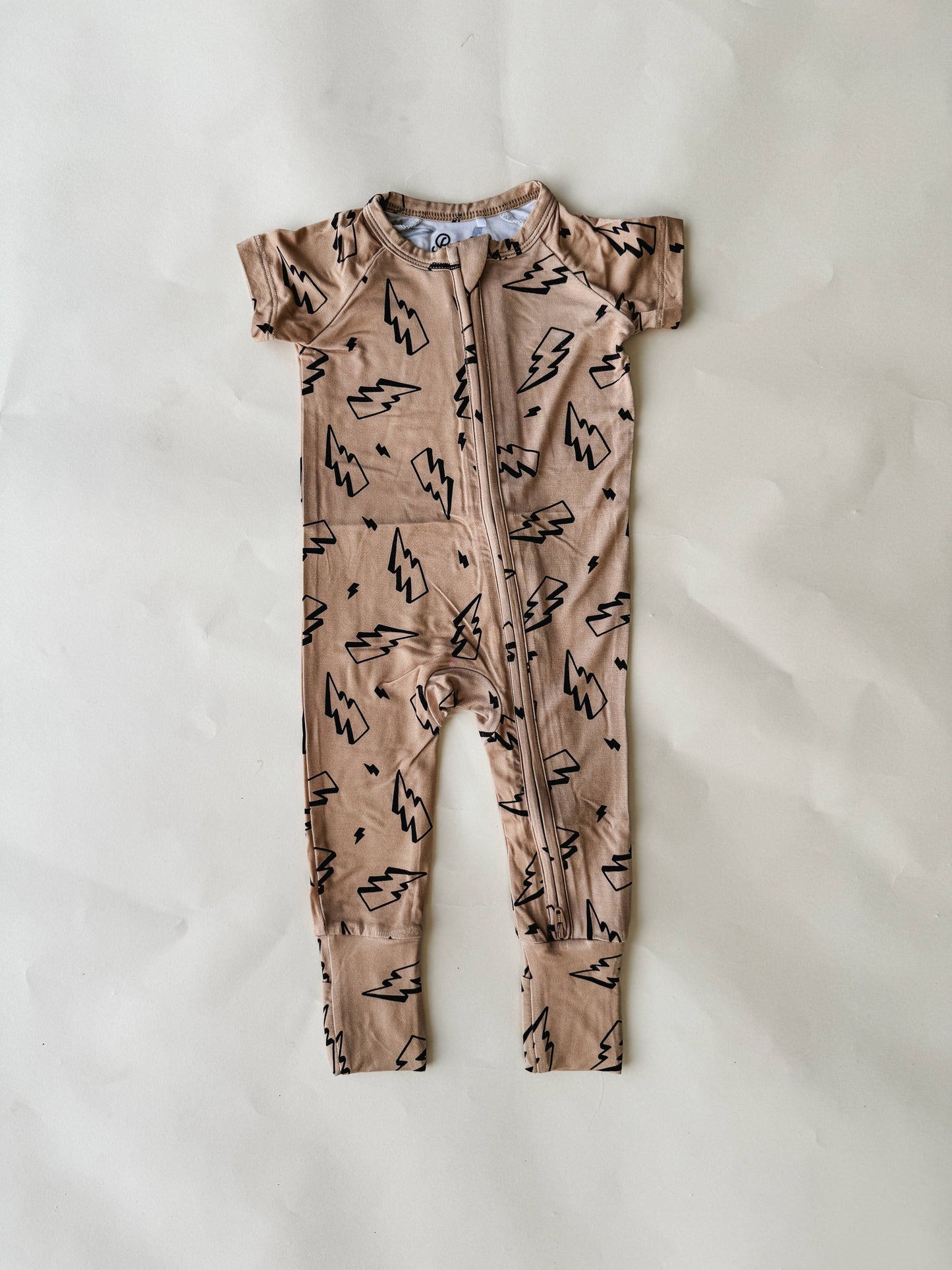 Burkie Baby Lightning Bolt Bamboo Pajama Short Sleeve Zippies