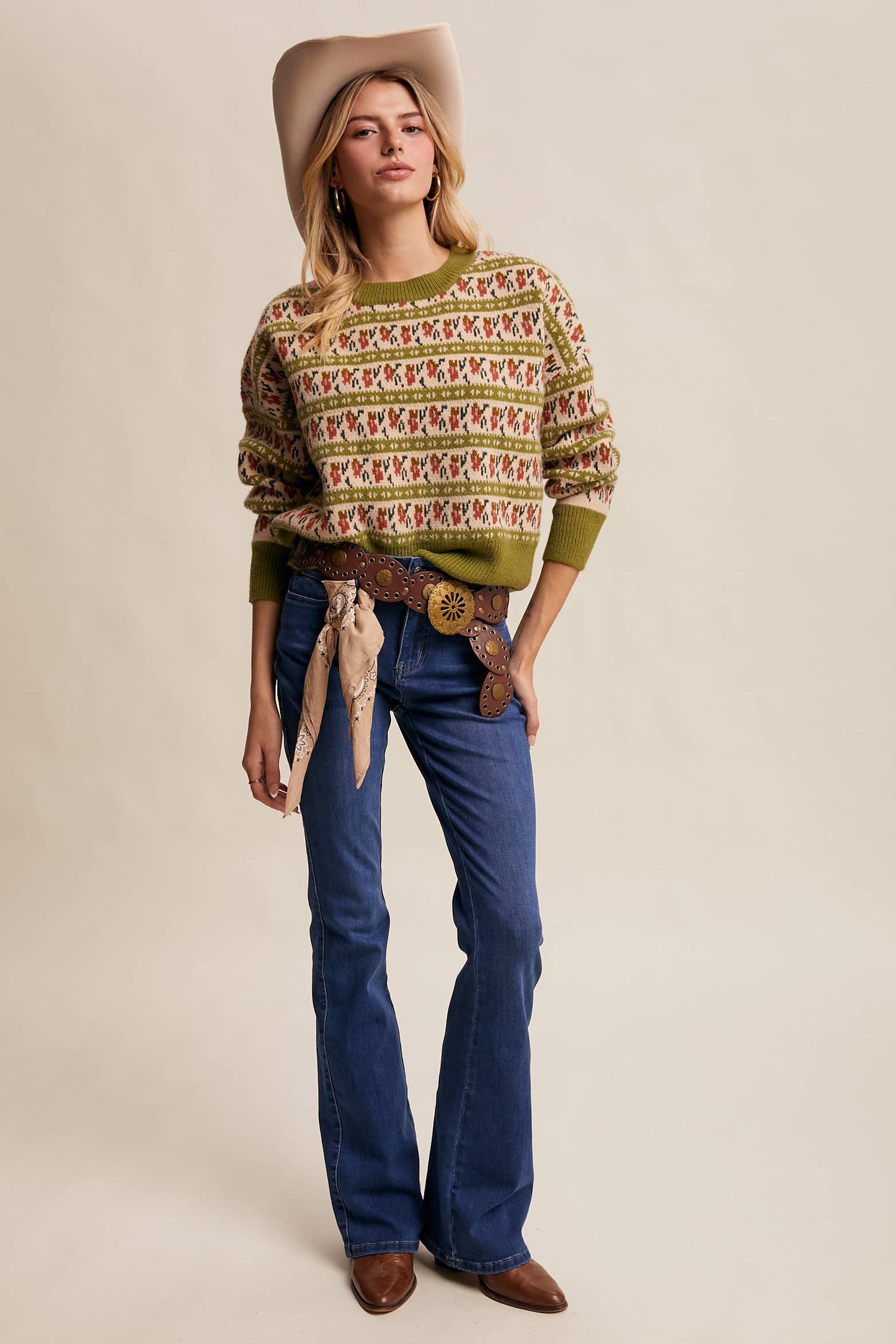 Western Jacquard Knit Sweater LSW1011