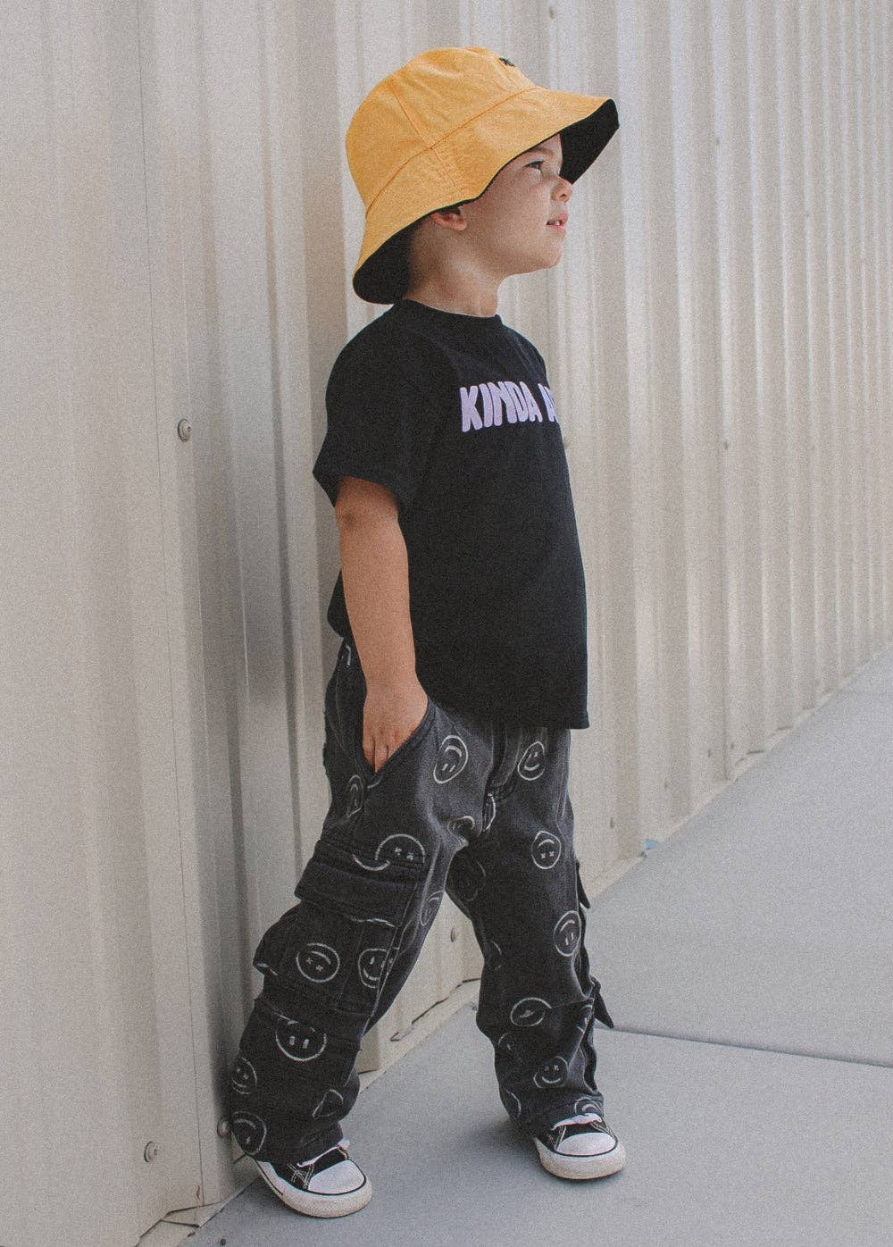 Smiley Face Baggy Jeans Black