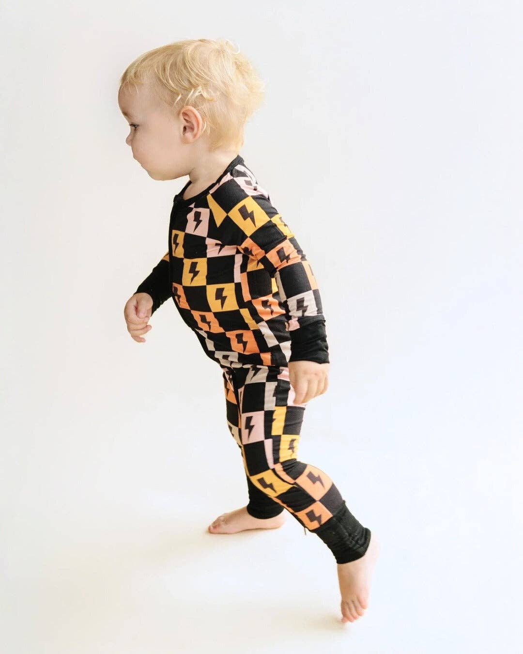 Bamboo Baby Clothing Zip Romper | Colorful Checks & Bolts