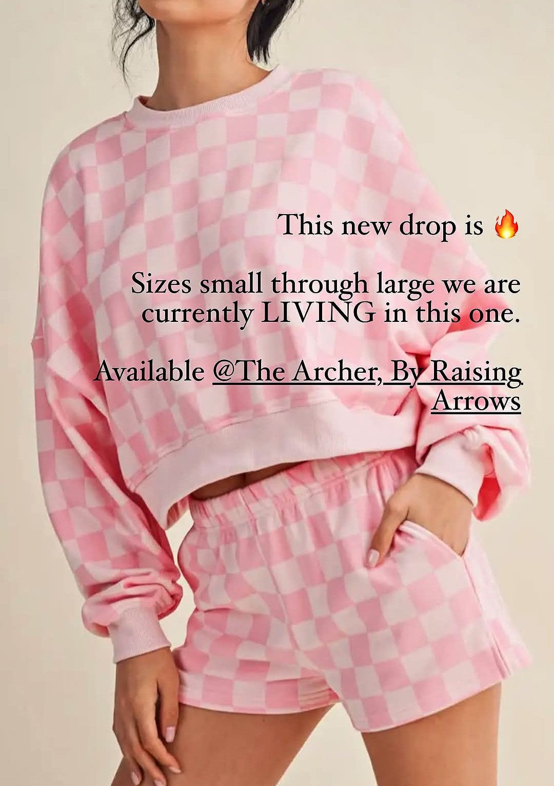Checkered pink short set S-L