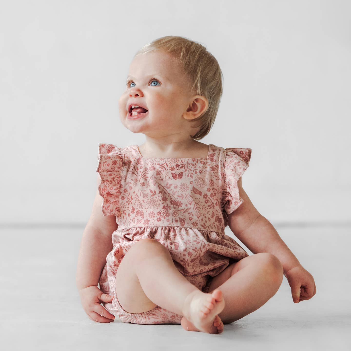 Overall Flutter Romper- Birds and Butterflies