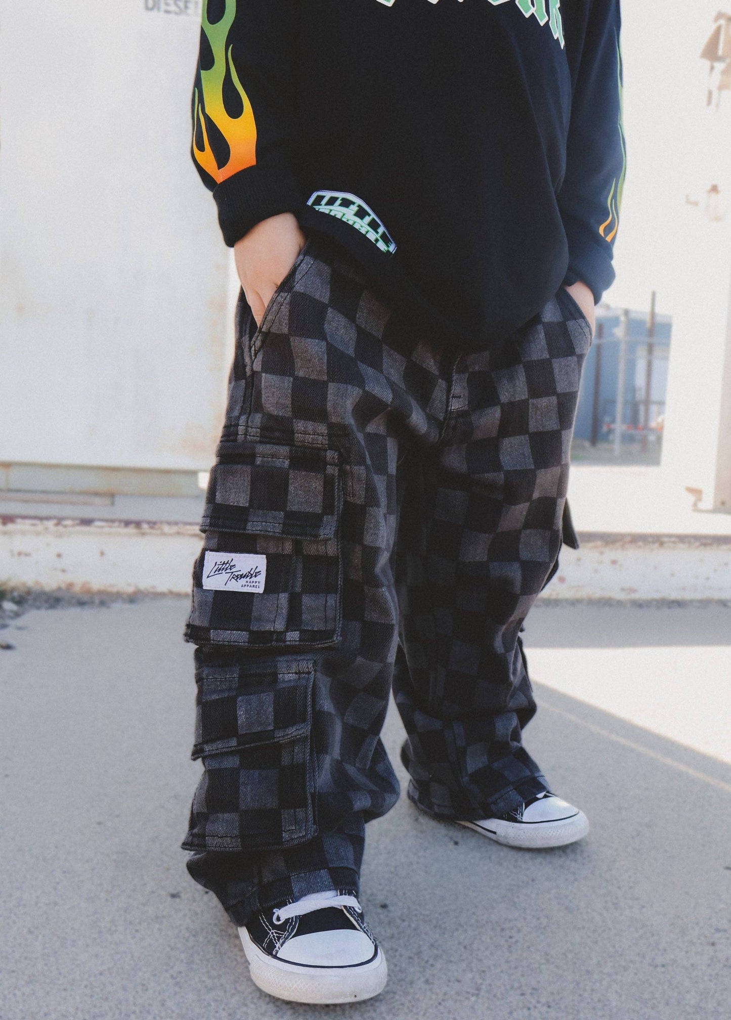 Checkered Baggy Black Jeans