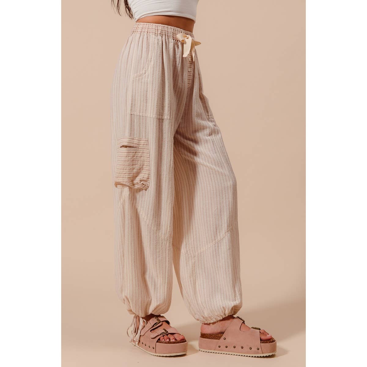 MULTI STRIPE BLOCK BALLOON STYLE PANTS