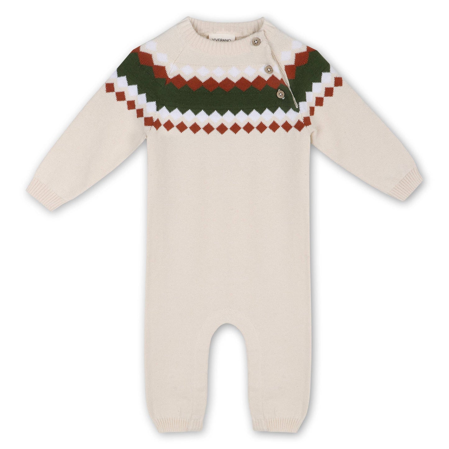 Fair Isle Jacquard Sweater Knit Baby Jumpsuit (Organic)