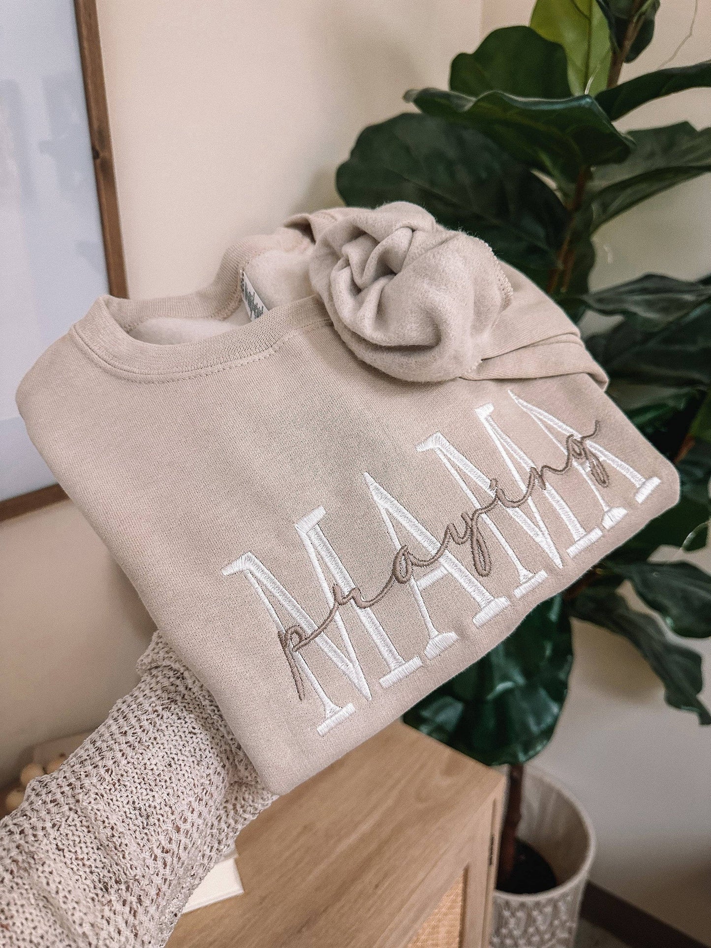 Embroidered Praying Mama SAND Sweatshirt ORIGINAL