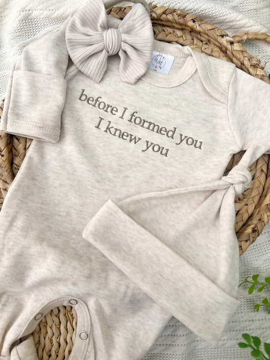 Baby Romper | Before I Formed You, I Knew You print
