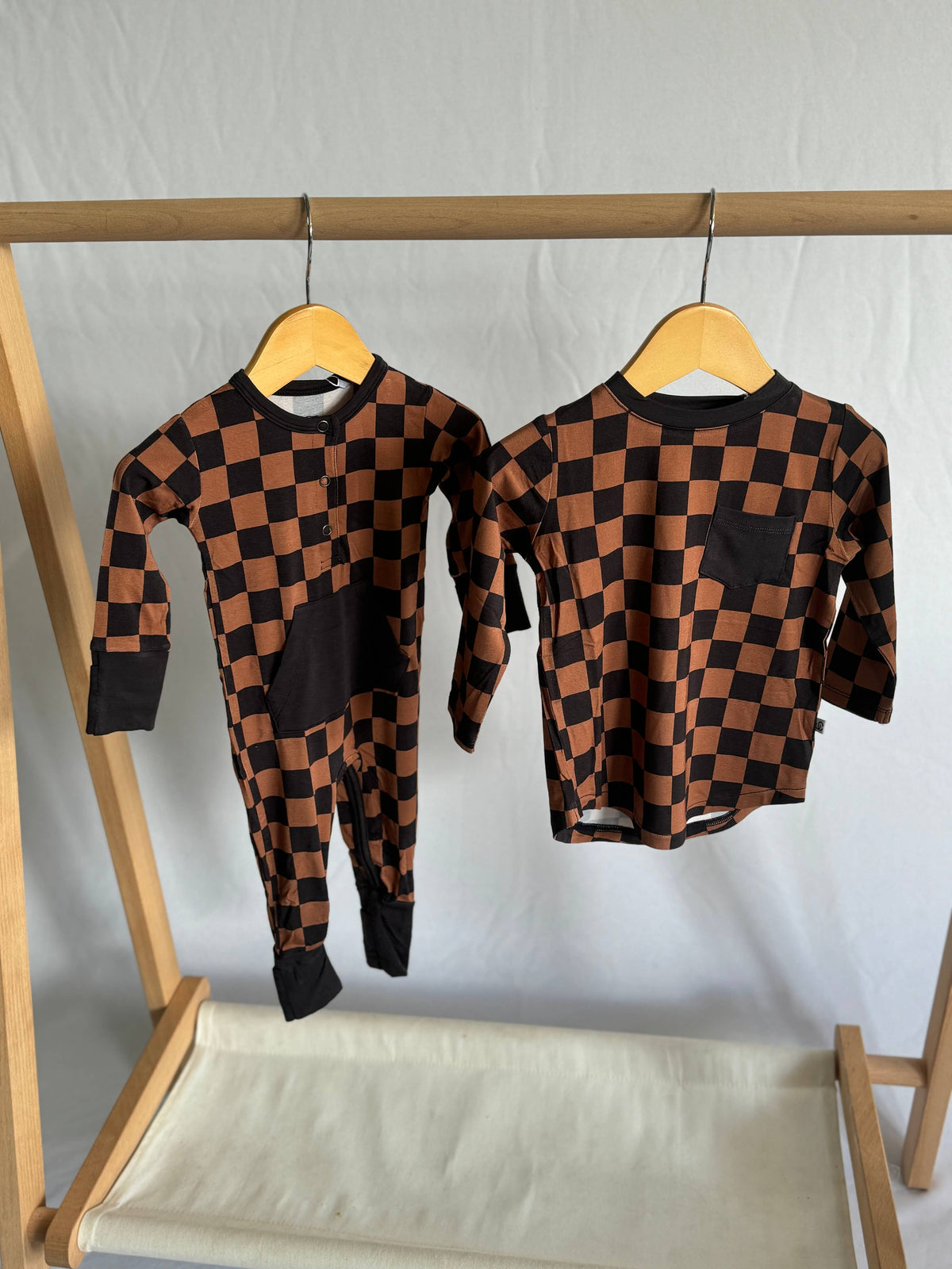 Black & Tan Checkered Pocket Long Sleeve