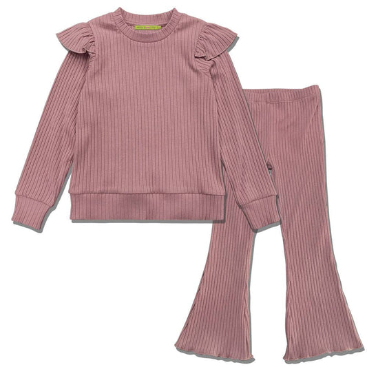Girls Nostalgia Rose Ribbed Top & Flare Leggings