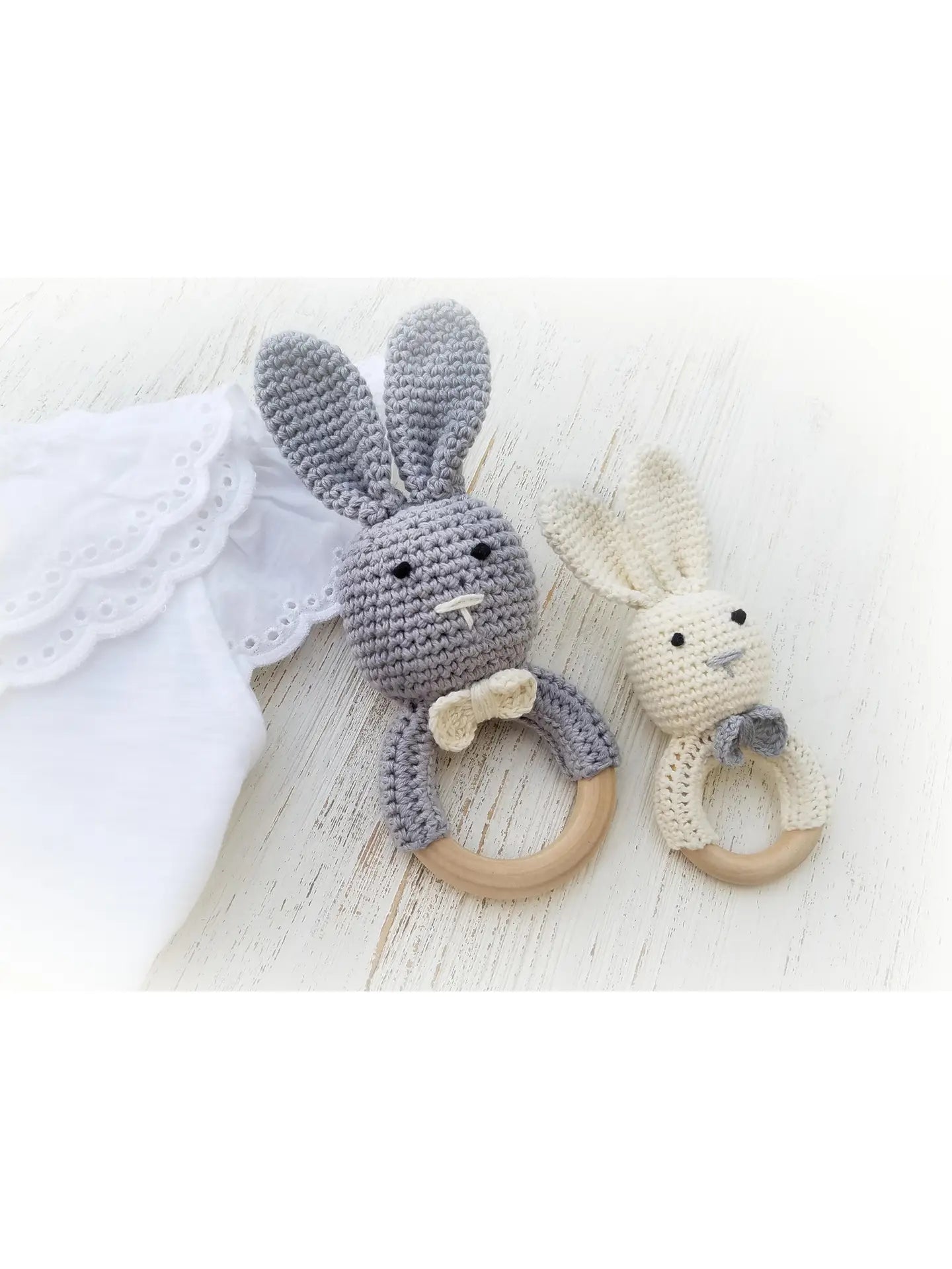 Crochet Bunny Rattle Combo Set