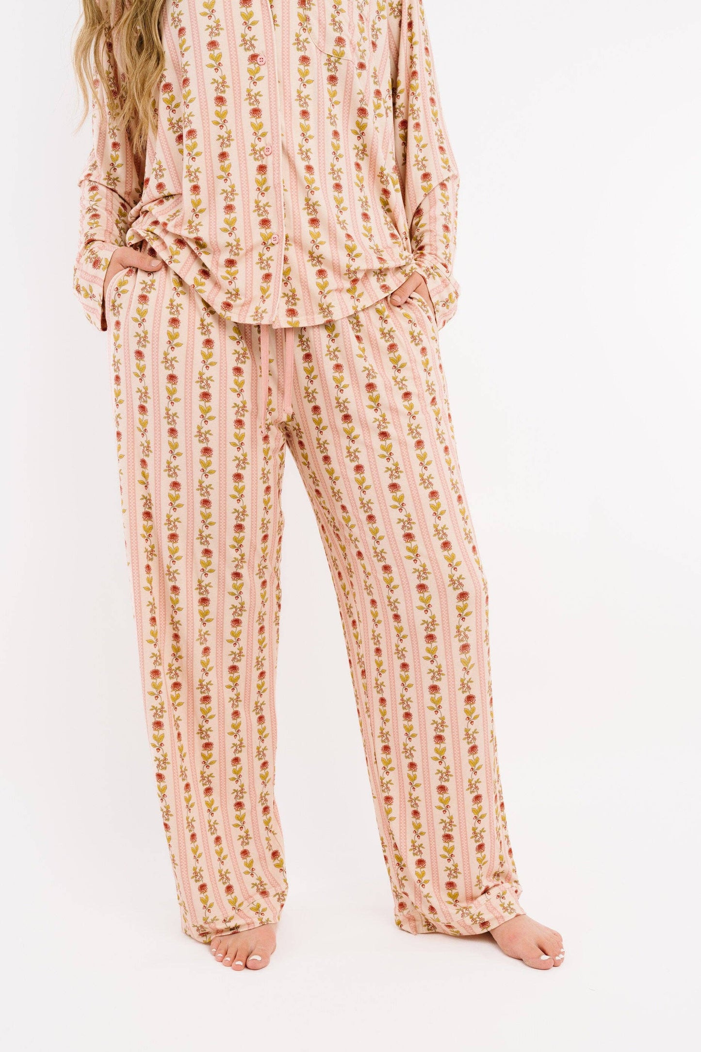 Vintage Floral Stripe Women's Bamboo Set
