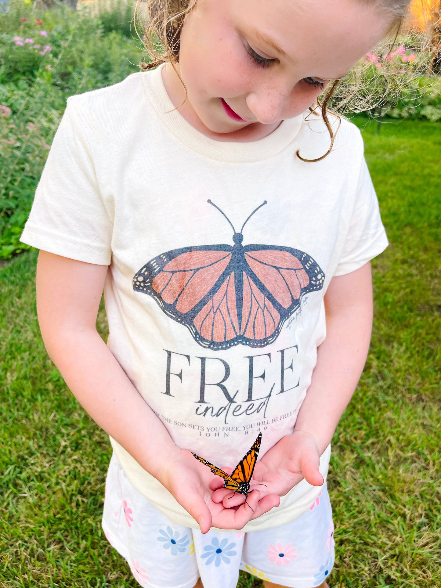 Free Indeed Butterfly Children's Christian Graphic T-Shirt