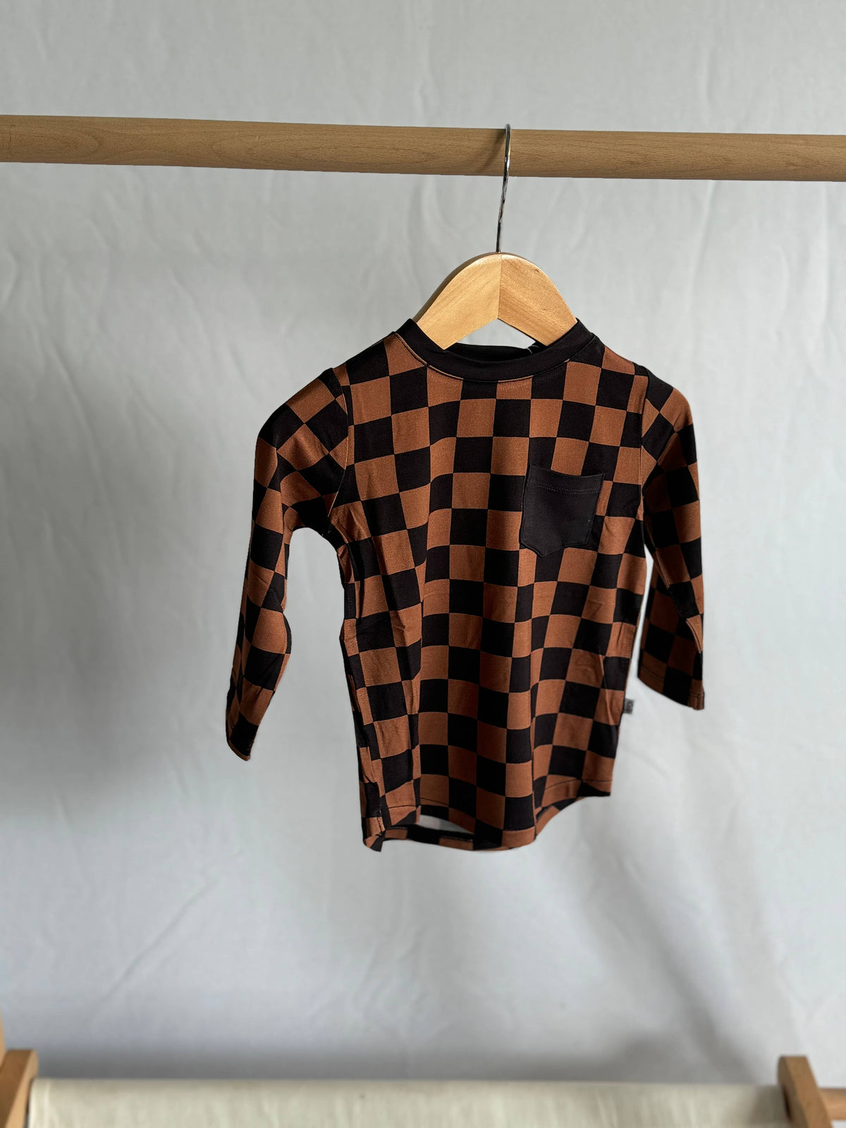 Black & Tan Checkered Pocket Long Sleeve
