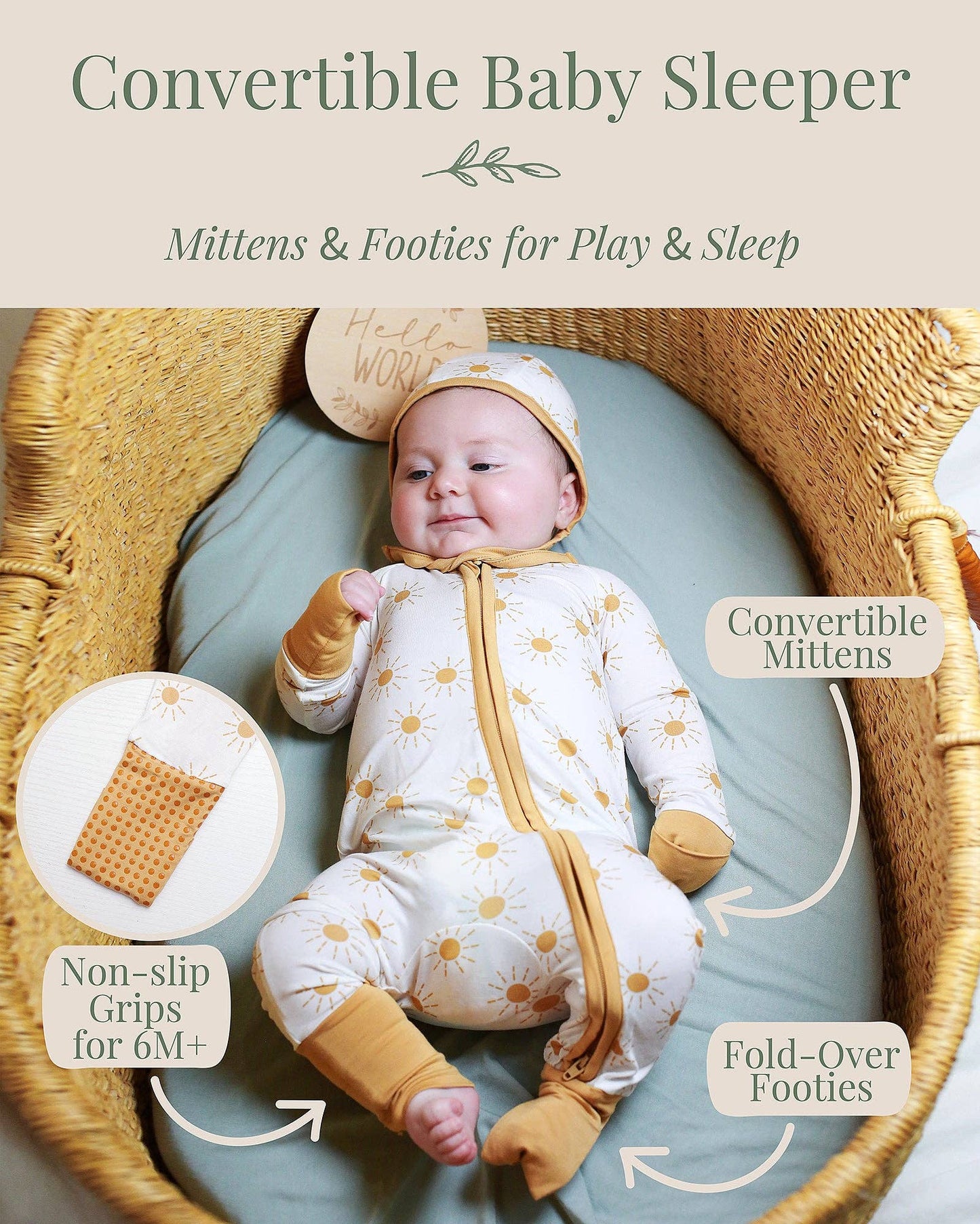 Miaoberry Sunshine Baby Bamboo Convertible Sleeper