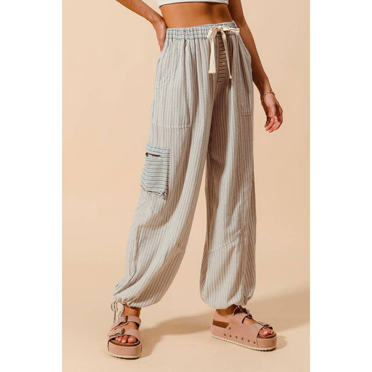 MULTI STRIPE BLOCK BALLOON STYLE PANTS