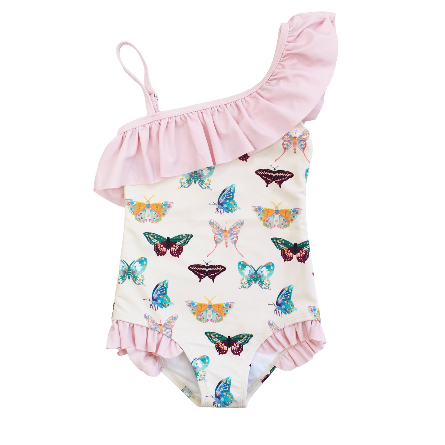 Wings of Paradise Butterflies Ruffle Leg One Piece Girls Swimsuit