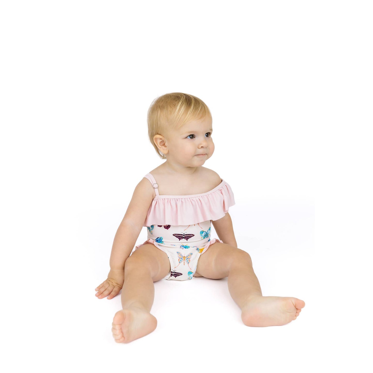 Wings of Paradise Butterflies Ruffle Leg One Piece Girls Swimsuit